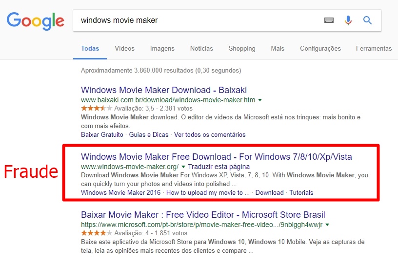 Golpe do Windows Movie Maker aparece no topo das buscas do Google 7